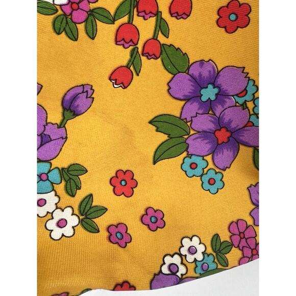 Vtg 60s 70s Yellow Floral Print Maxi Dress Cottage Boho Retro Groovy Handmade - Picture 13 of 16